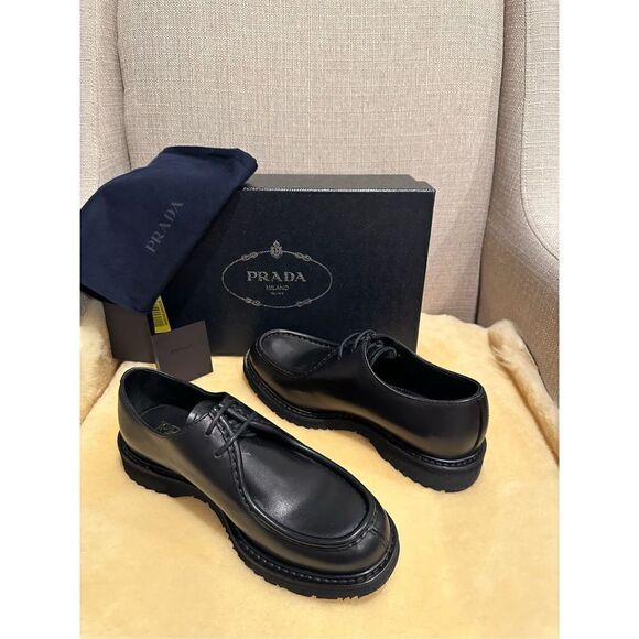 Prada brushed leather lace-up shoes, loafers size 5,5 EU 38,5-39 - Picture 2 of 10